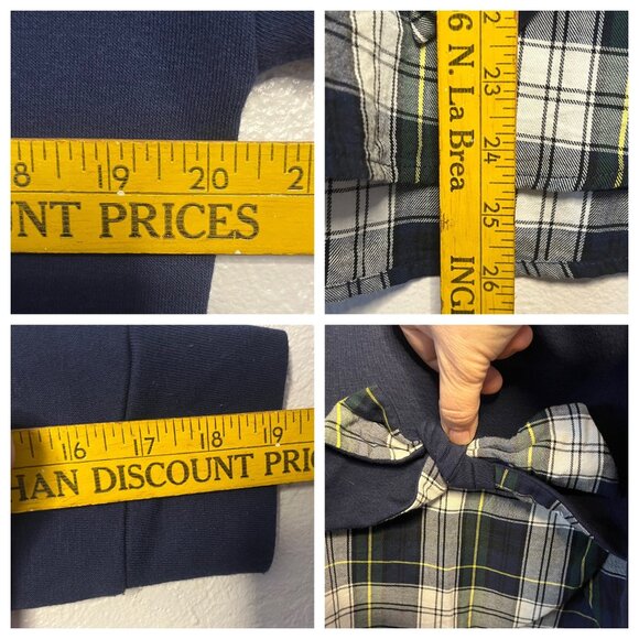 Izod Women's Navy Plaid Accent Sweater With Bow Detail Size M Cotton Blend Comfy - Picture 11 of 16